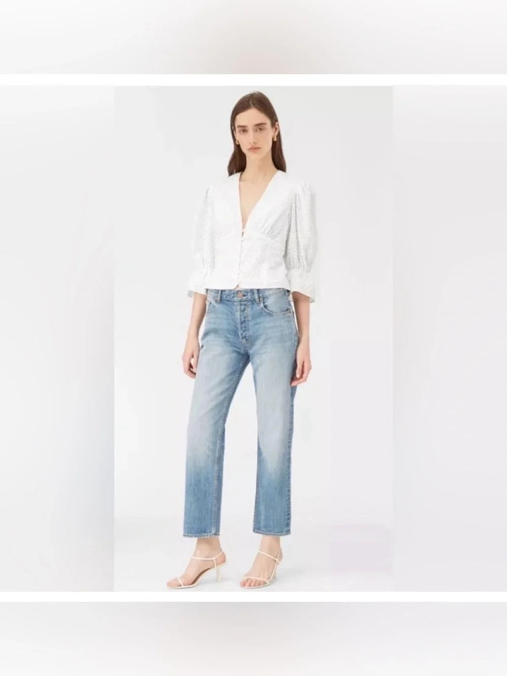 NWT Rebecca Taylor La Vie Embroidered Milk White Button Up Blouse Size XS
